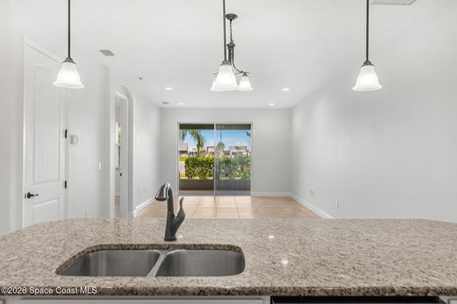 Granite island with sink